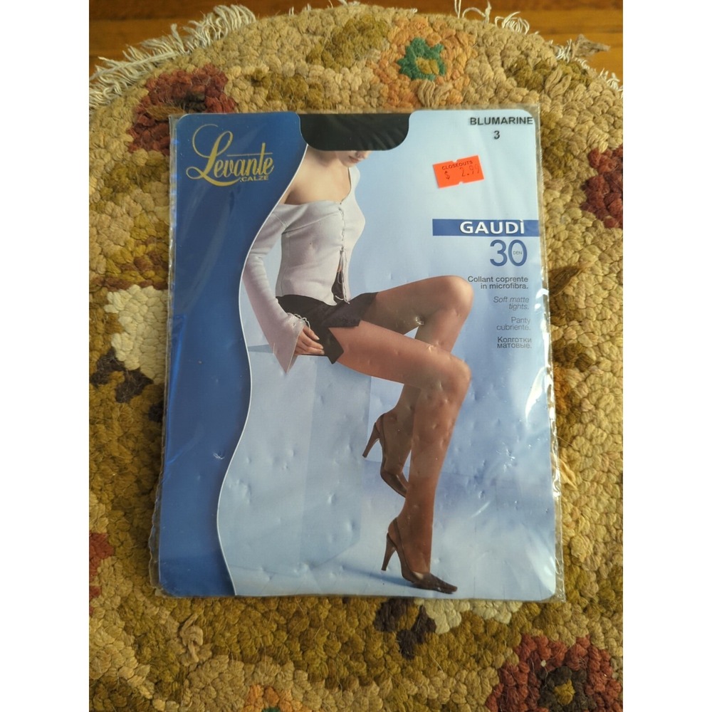 New Levante Gaudi 30 Control Top Pantyhose Size 3‎ BluMarine Blue Made Italy